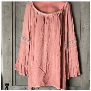 XCVI BOHO Long Sleeves Top Dusty Pink Medium